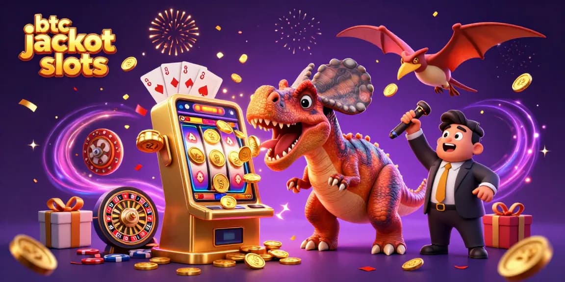 Experience the thrill of btc jackpot slots with a colorful and dynamic casino scene featuring vibrant characters and game elements.