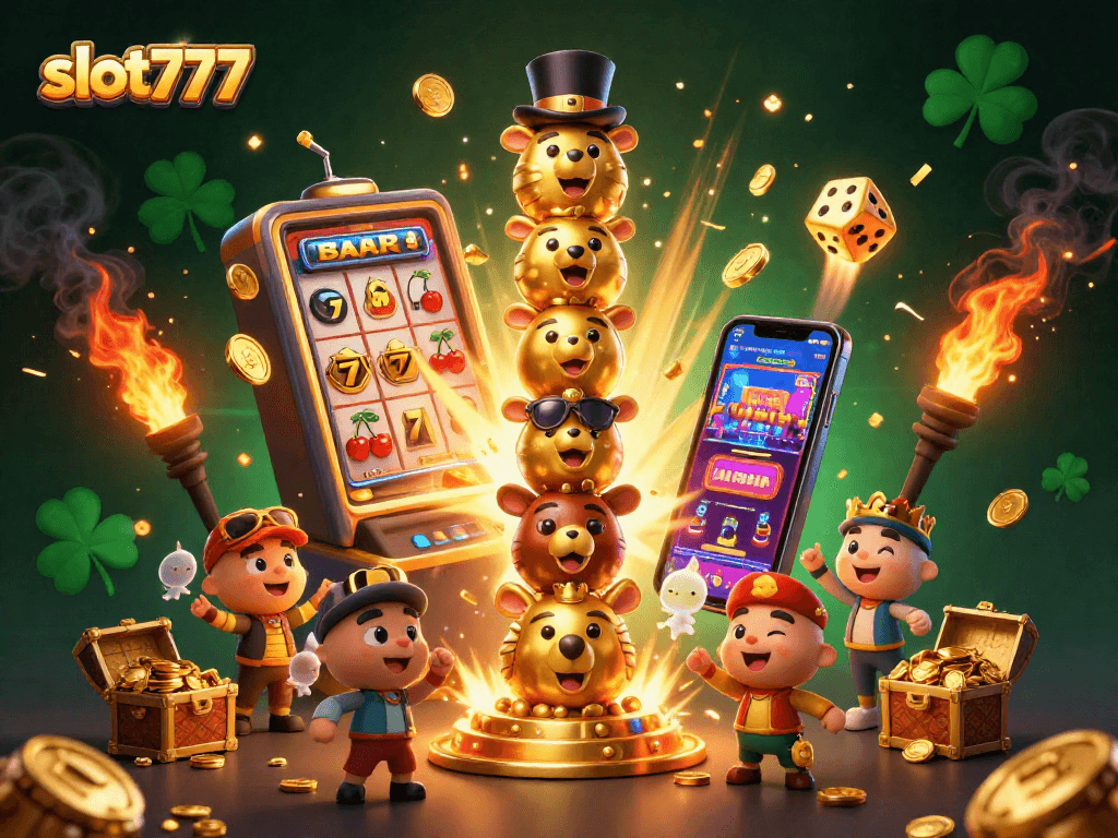 Spin to win with slot777 in an exciting 3D casino scene filled with jackpots and vibrant animations.