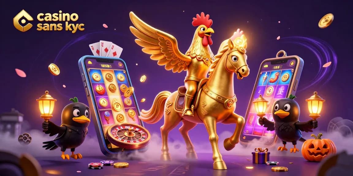 Jouez dans un casino sans KYC avec des personnages fantastiques et des éléments de jeu animés.