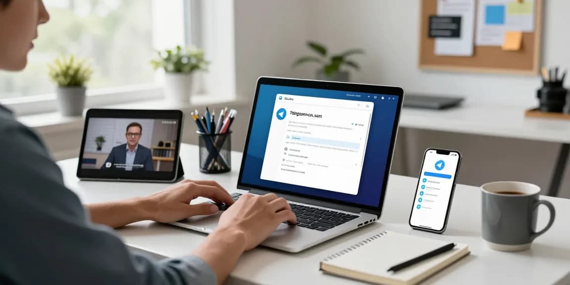 Tech expert configuring settings on telegramin-cn.com in a modern digital workspace.