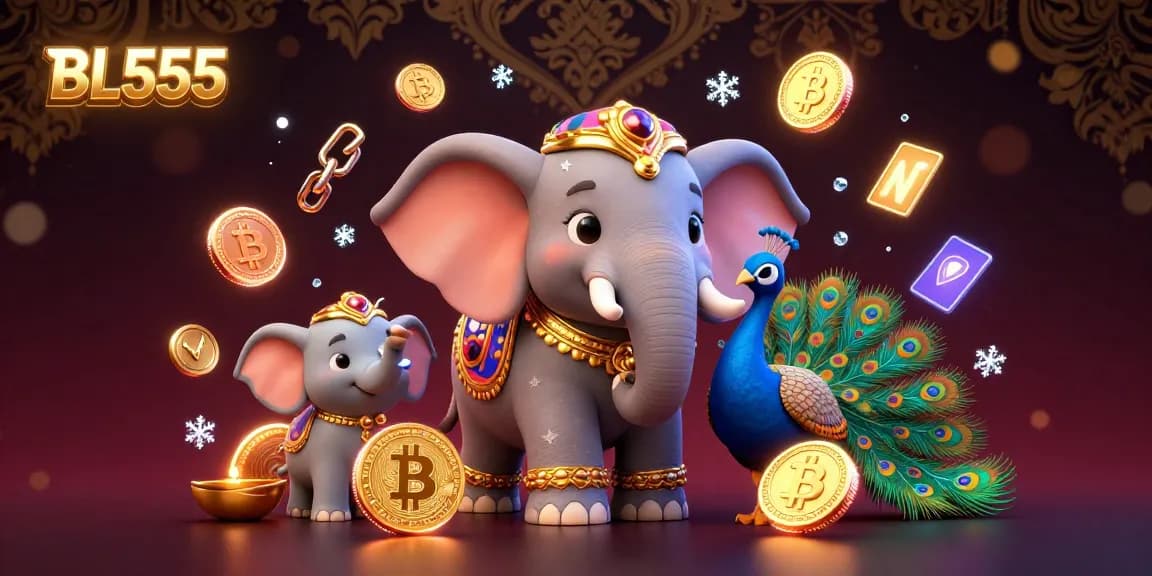 Experience thrilling moments at BL555 with vibrant casino-themed 3D illustration showcasing stunning characters and crypto elements.