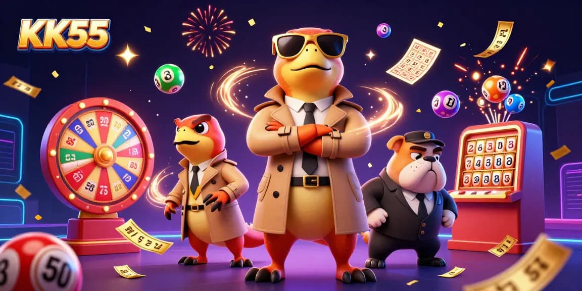 Explore the vibrant KK55 casino scene featuring raptors and playful lottery elements.