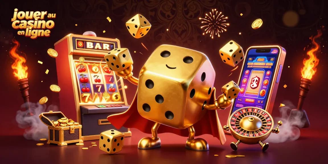 Jouer au casino en ligne avec enthousiasme, découvrez des dés dorés et des machines à sous animées.