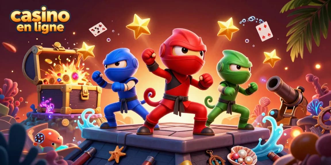 Découvrez un casino en ligne captivant avec une équipe de caméléons ninjas en action.