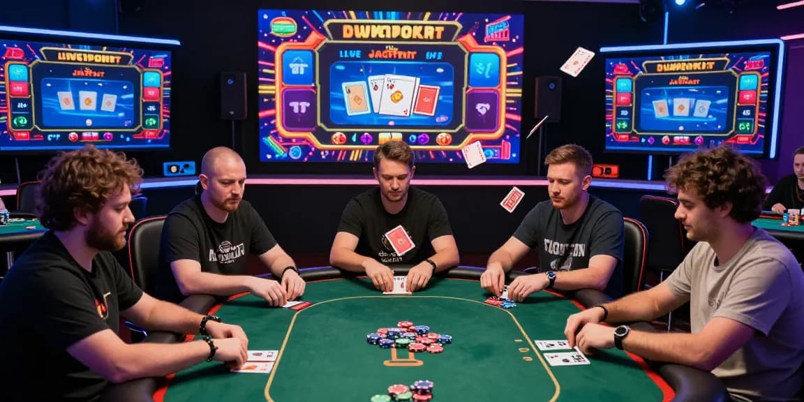 Dewapoker Live Jackpot players focused on winning big at a virtual poker table.