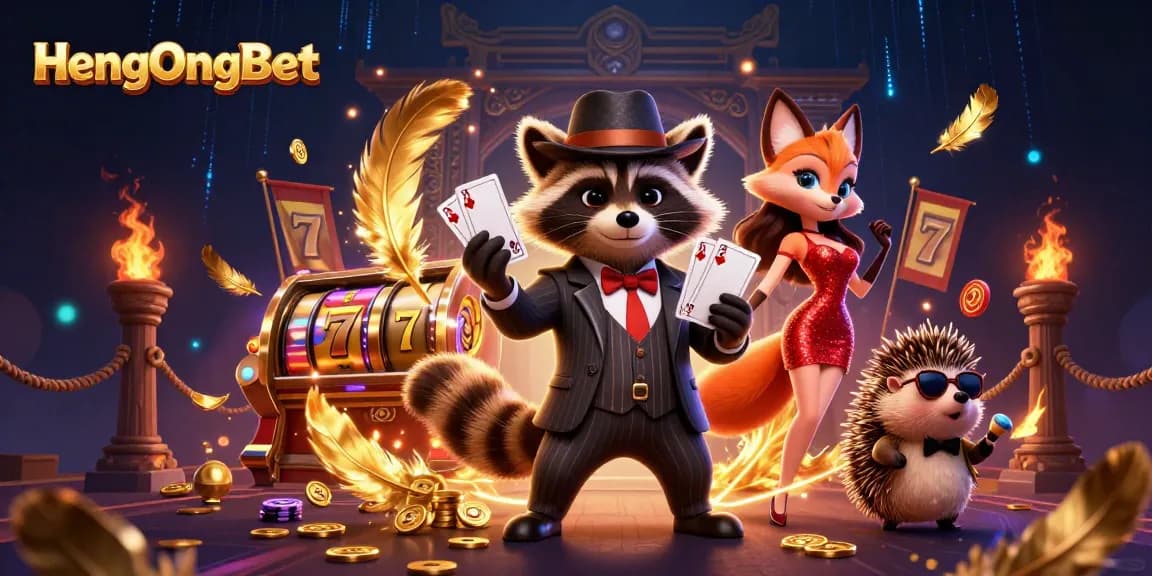 Experience exciting gambling action with HengOngBet's 3D casino illustration featuring vibrant characters and immersive elements.