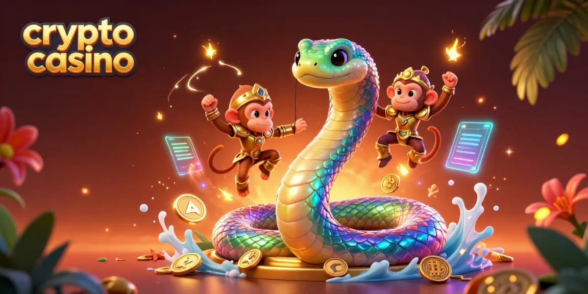 Jouez en ligne dans un crypto casino avec des personnages lumineux et des éléments de jeux dynamiques.