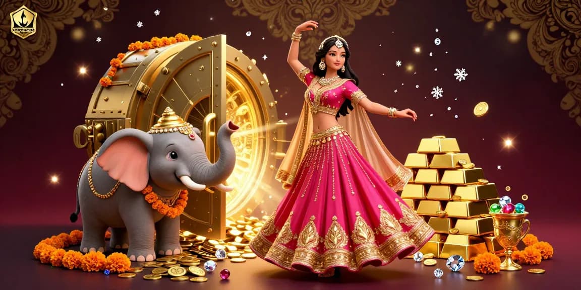 Immergiti nell'emozione delle avventure nei casino non AAMS con una donna vibrante e tesori scintillanti.