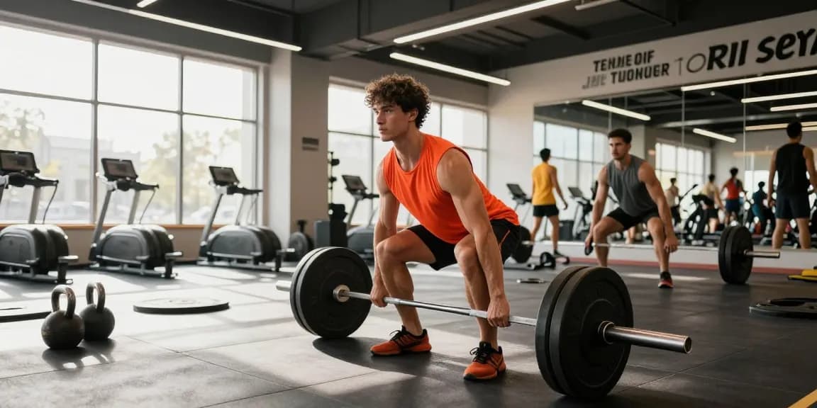 Strength training at Driada Shop gym, athlete lifting weights with focus.