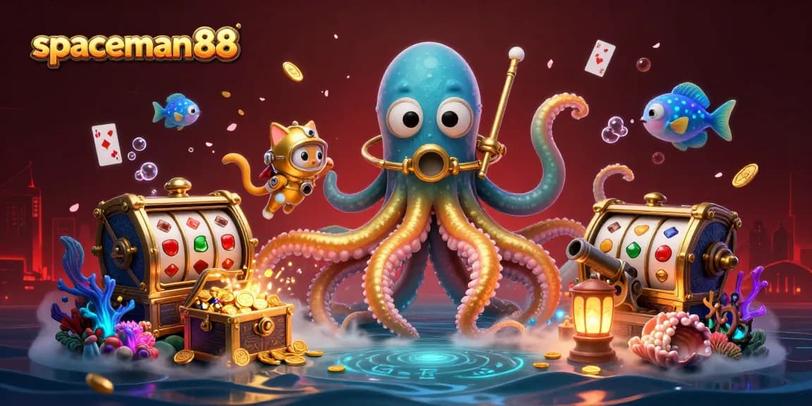 Play big with spaceman88 as the kraken and diving cat dive into a treasure-filled prize ocean.
