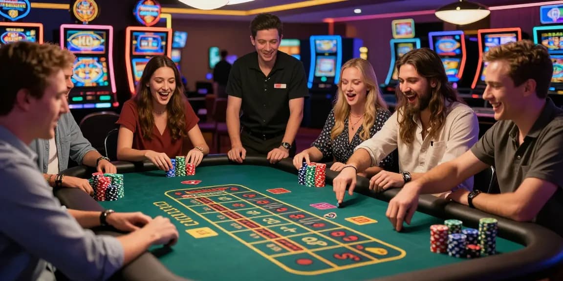 Players engaging at a roulette table in a casino, enjoying the tambakbet link experience.