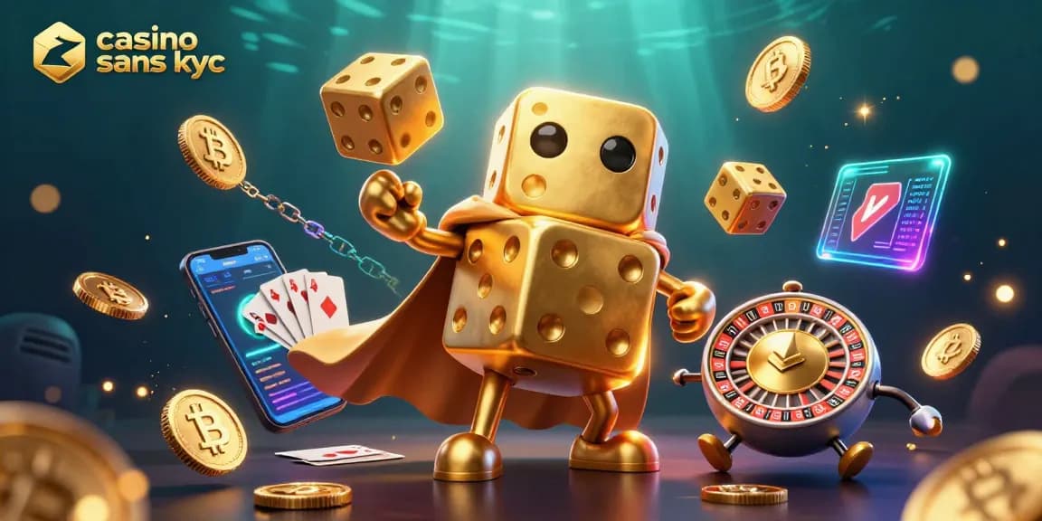 Jouez à casino sans kyc avec des dés géants et des pièces de crypto scintillantes
