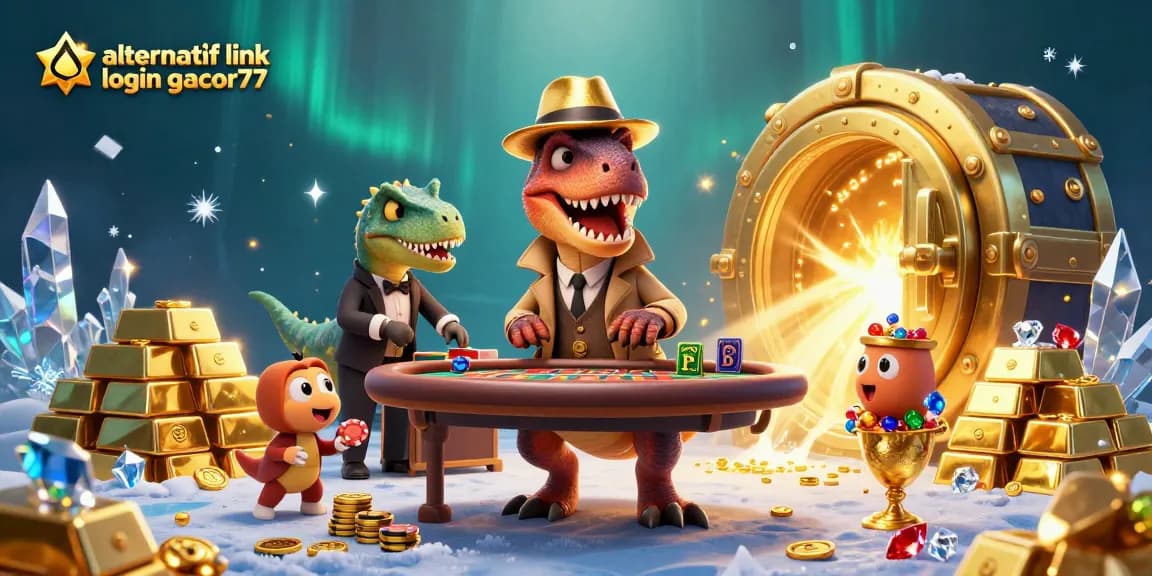 Experience the excitement of a casino with alternatif link login gacor77 in a vibrant 3D illustration.