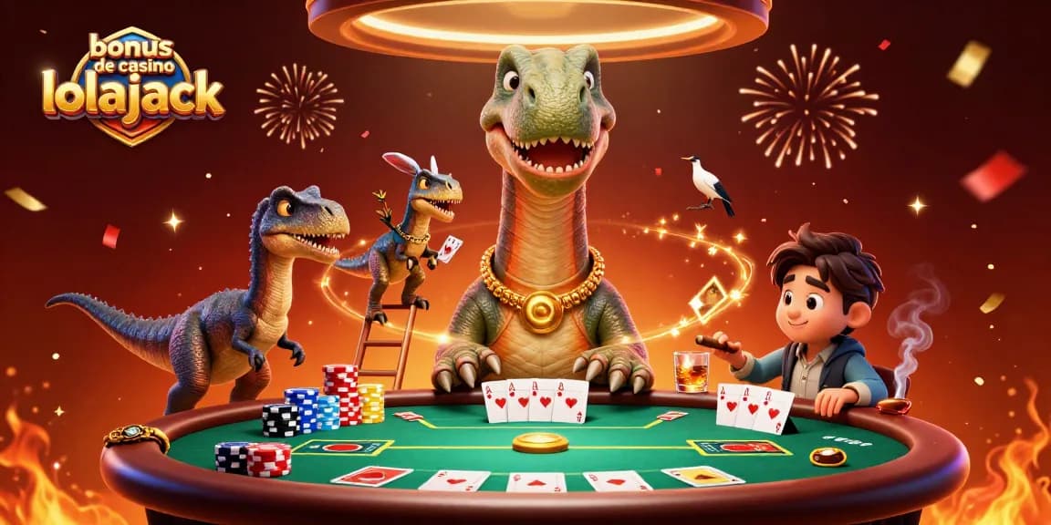 Gagnez avec le bonus de casino lolajack en jouant à la table de poker animée par des dinosaures amusants.