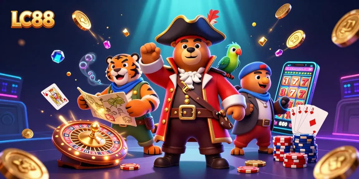 Engage with exciting games at LC88's casino, featuring vibrant characters and action-packed elements.