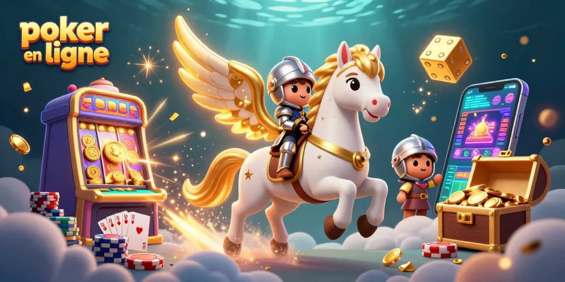 Jouez au poker en ligne avec des personnages animés au cœur d'une ambiance festive, riches en couleurs et jeux.