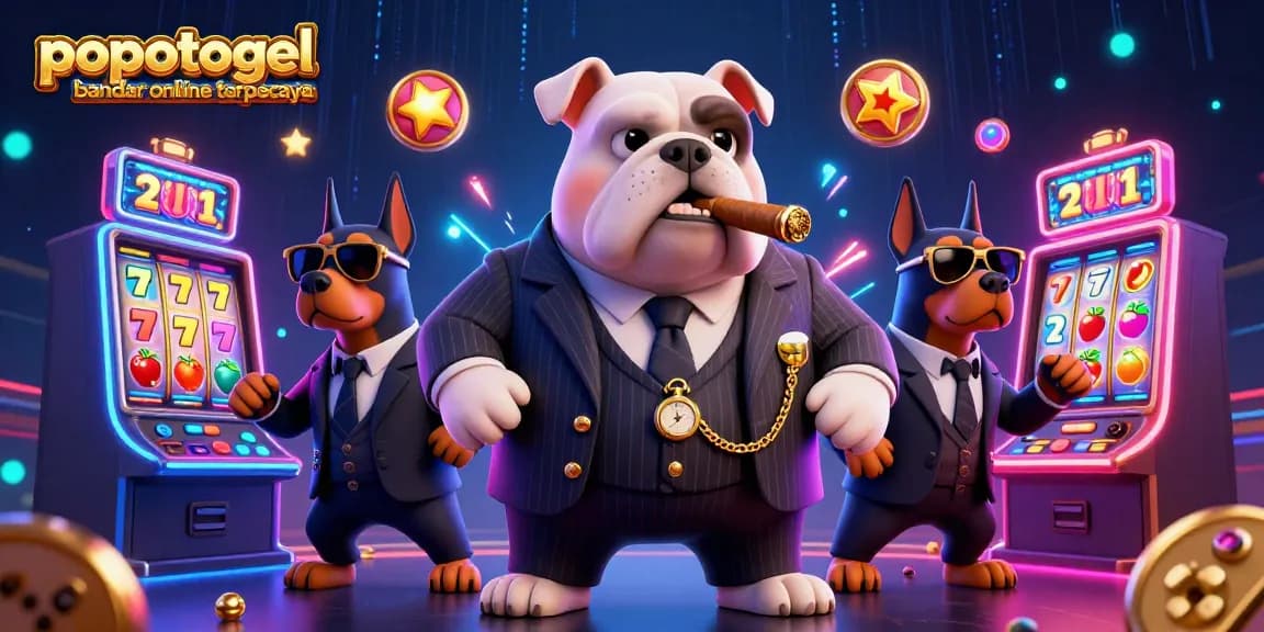 Experience excitement with popotogel bandar online terpercaya in a vibrant 3D casino illustration.