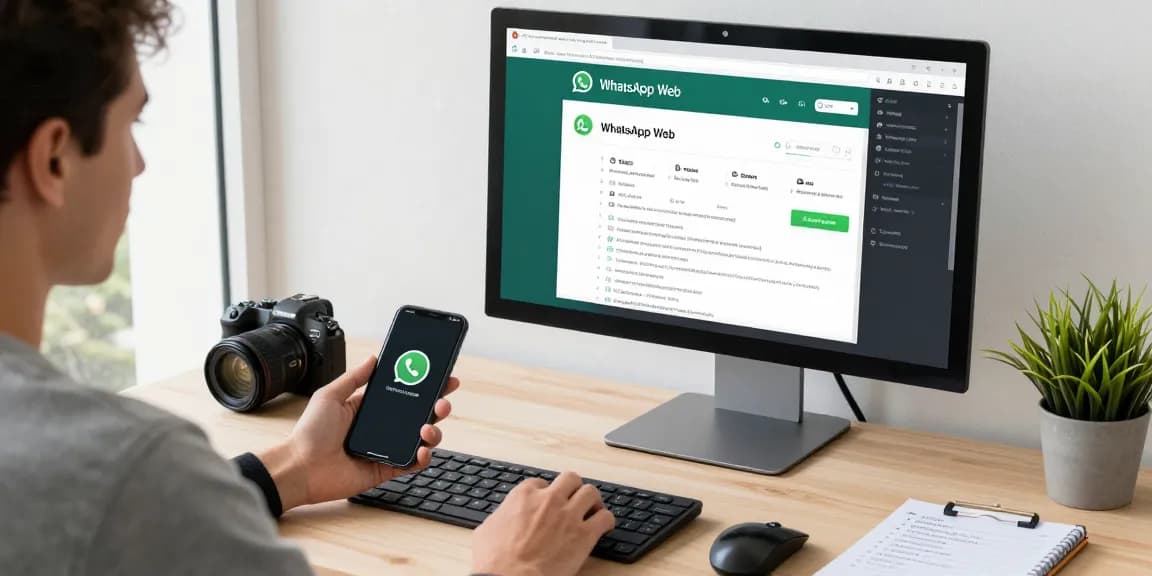 User engaged with WhatsApp網頁版 on a desktop, showcasing seamless integration of chat and productivity tools.
