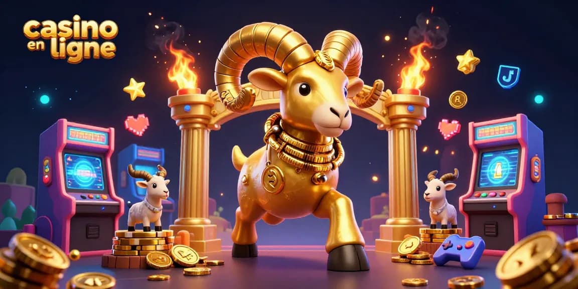Jouez à des jeux excitants de casino en ligne où un bélier doré charge à travers un portail.