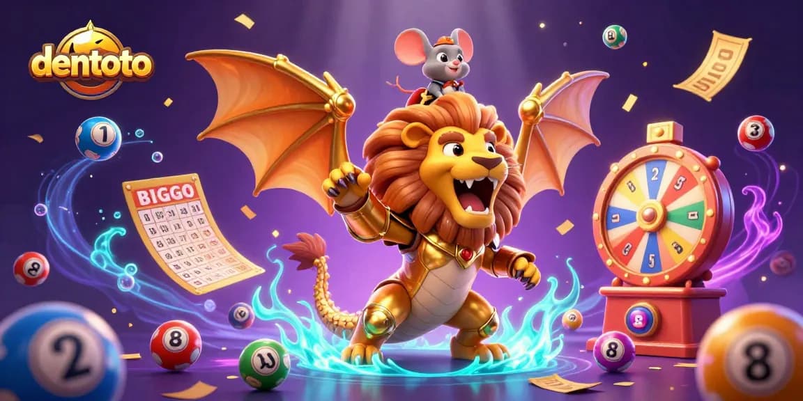 Join the excitement at dentoto with a roaring chimera and vibrant lottery balls for thrilling gaming.