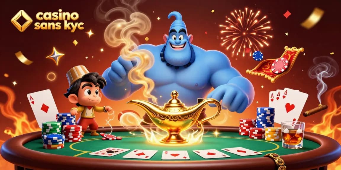 Profitez de l'excitation des jeux sur un casino sans KYC avec des personnages animés et des éléments de poker éclatants.