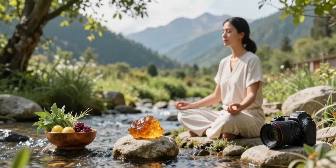 Shilajit Australia benefits displayed at serene Himalayan wellness retreat, highlighting its natural health properties.