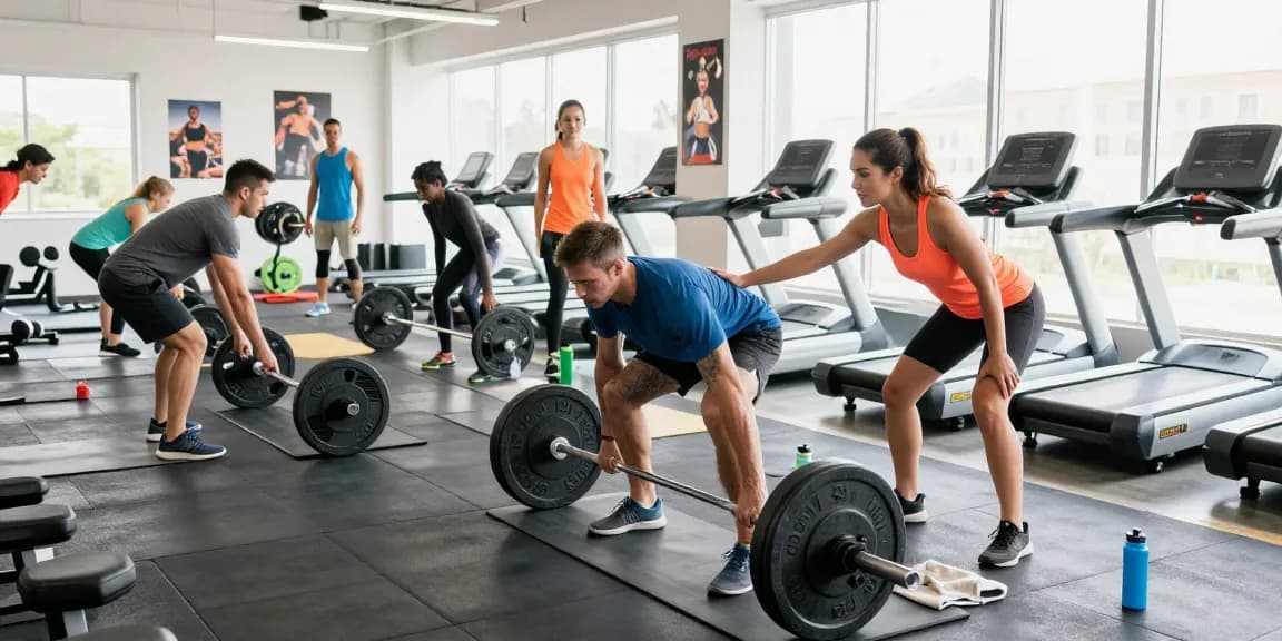 Group workout at Deus Medical Shop gym showing athletes training together