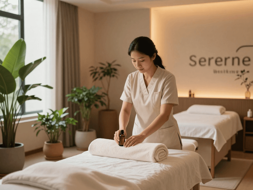 A relaxing treatment room at https://www.balancedmassage.org/ showcasing aromatic oils and inviting decor for a rejuvenating massage experience.