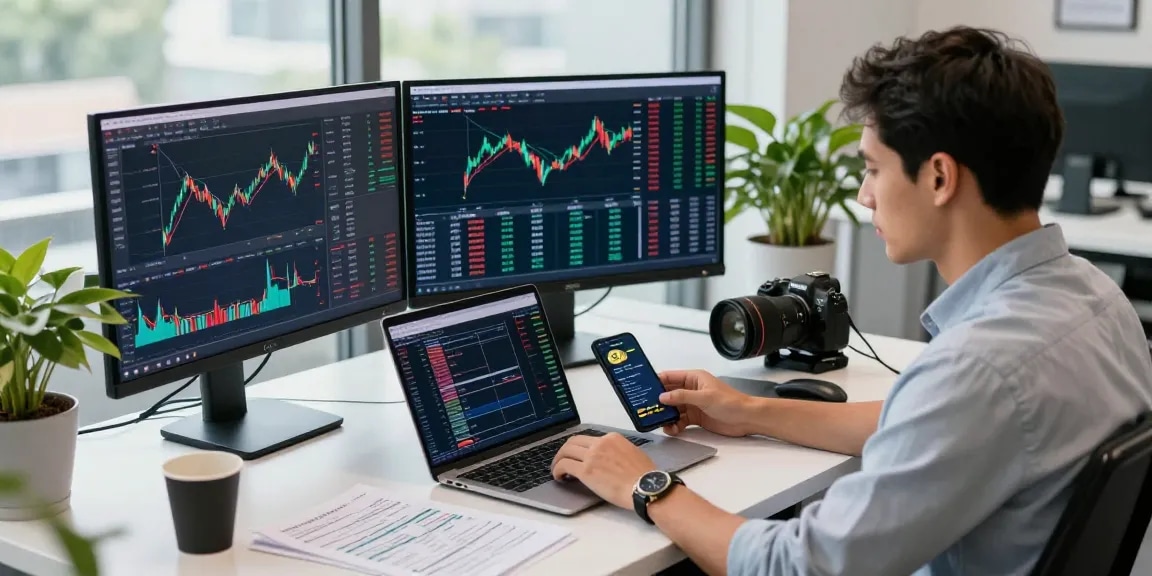 Analyzing cryptocurrency trends at https://crypto-reviews.ru/okx-v-kazahstane/ in a modern trading office.