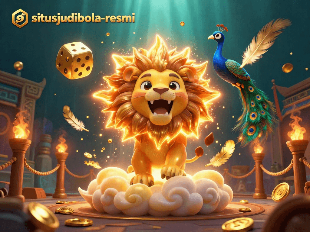 Place your bets at situsjudibola-resmi while witnessing vivid casino action with a roaring lion.