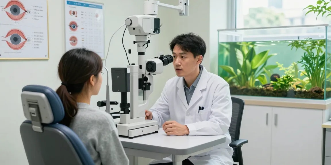 Engaging consultation on Dry Eye Treatment in a modern ophthalmology clinic.