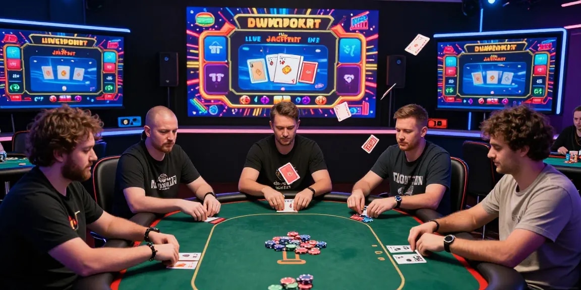 Dewapoker Live Jackpot players focused on winning big at a virtual poker table.