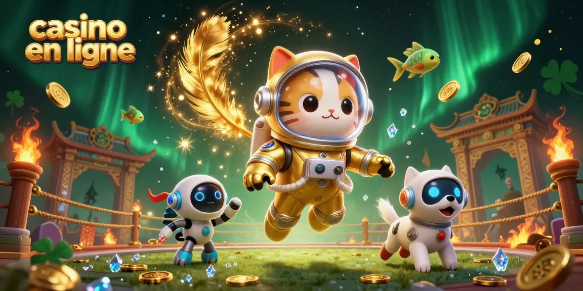 Participez à une expérience de casino en ligne passionnante avec un chat astronaute en 3D et des symboles de paris dynamiques.