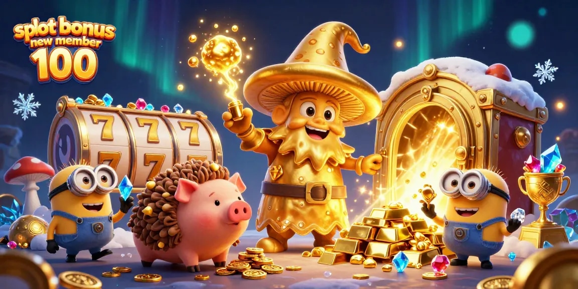 Experience the thrill of winning with slot bonus new member 100 in this vibrant magic-filled casino illustration.