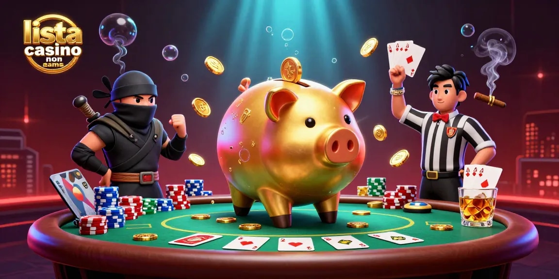 Gioca sui migliori casino non AAMS con questa vivace illustrazione 3D che rappresenta un lottatore di sumo e un ninja dei portafogli.