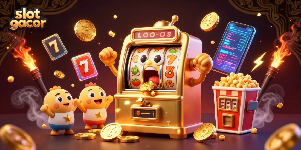 Slot gacor yang mengasyikkan dengan mesin slot keemasan dan banyak simbol jackpot yang mengalir