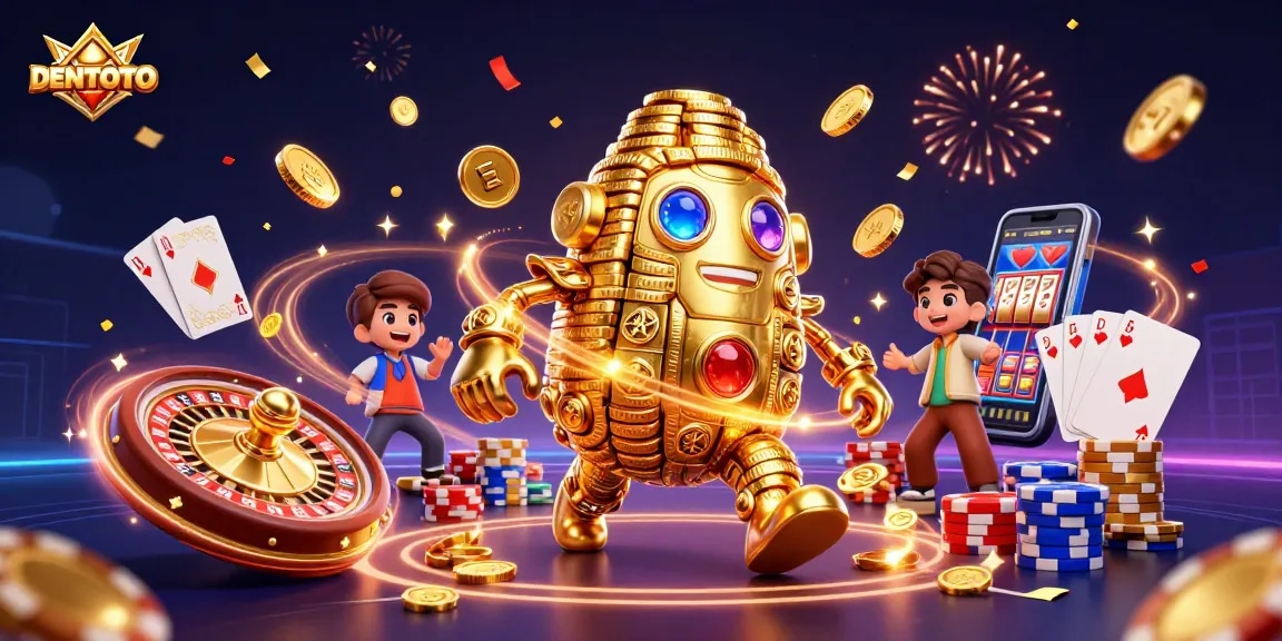DENTOTO invites gamers to experience vibrant thrills with dynamic illustrations of online gaming excitement.