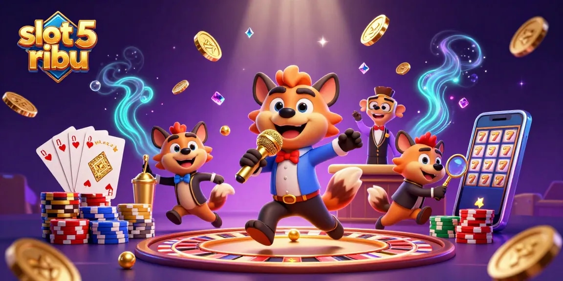 Experience thrilling gaming action with slot 5 ribu, featuring hyenas at a vibrant casino.