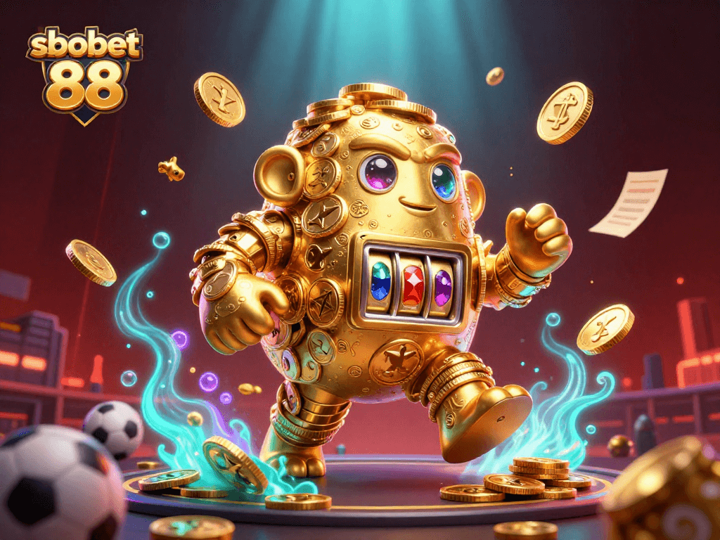 Engage with sbobet 88 in this colorful scene featuring dynamic sports betting elements.
