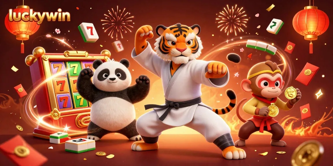 Experience thrilling wins with luckywin in an exciting online game scene filled with vibrant slot reels and characters.