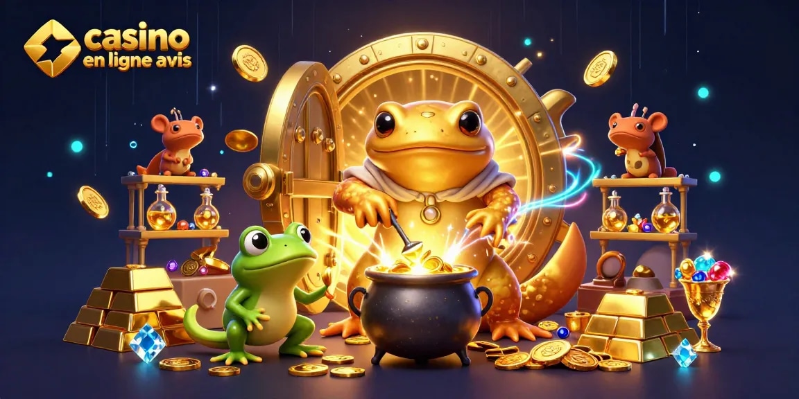 Le casino en ligne avis met en avant un alchimiste salamandre entouré d'or et de trésors précieux.