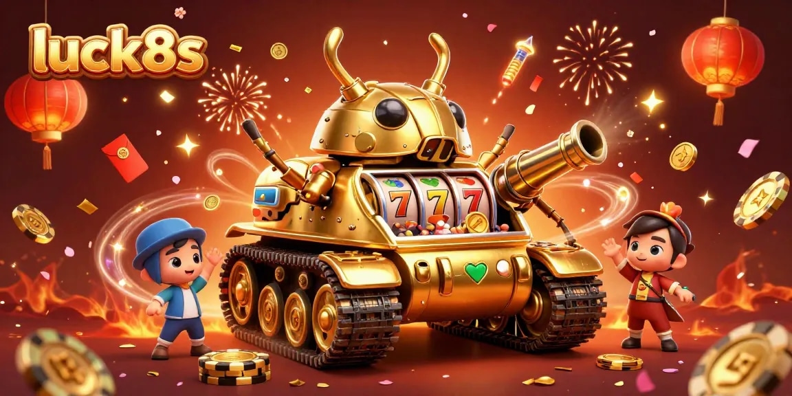 Experience exciting wins at luck8s with a vibrant 3D casino scene filled with celebration and luck.
