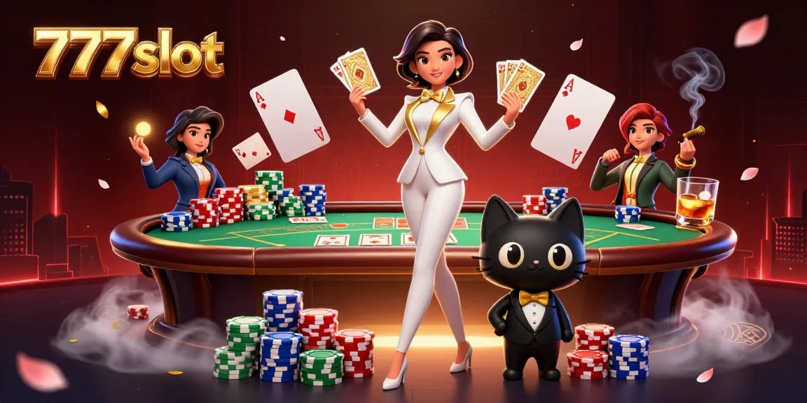 Experience thrilling moments with 777slot as charming characters and vibrant casino elements come alive.