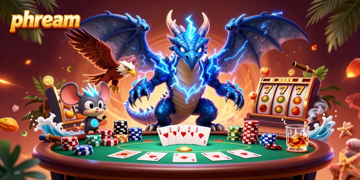 Experience exciting gaming action at Phdream with a dynamic scene featuring unique characters and engaging casino elements.