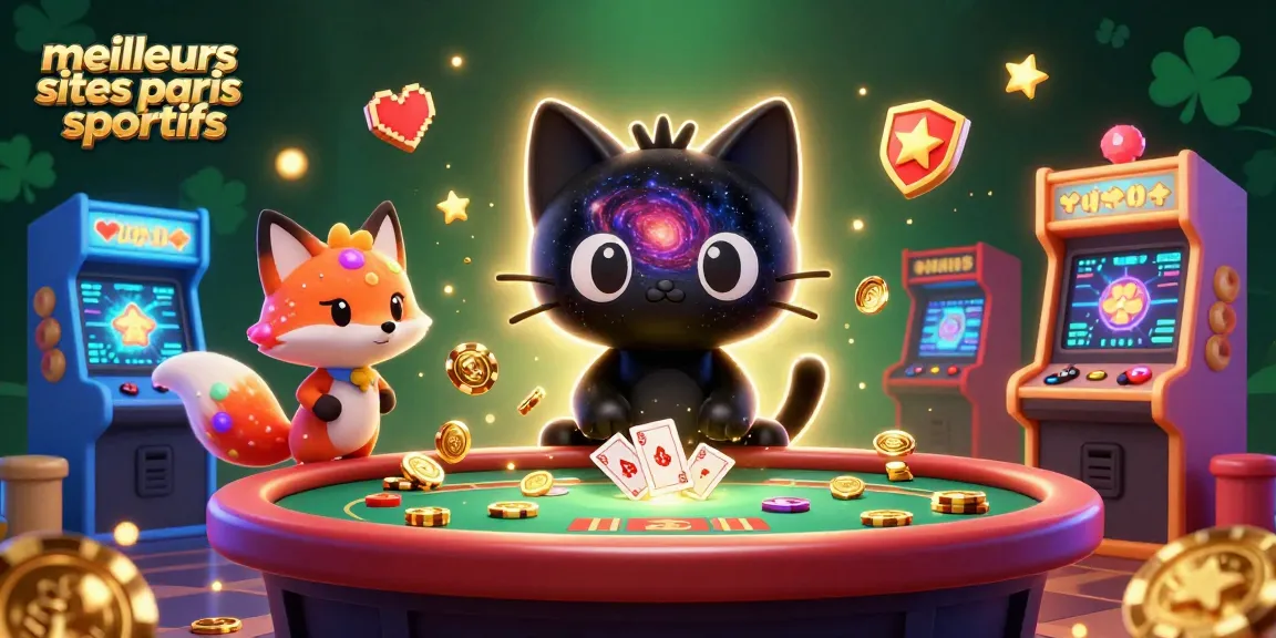 Les meilleurs sites de paris sportifs : chat noir gravitationnel attirant des jetons dorés et des cartes dans un casino cosmique.