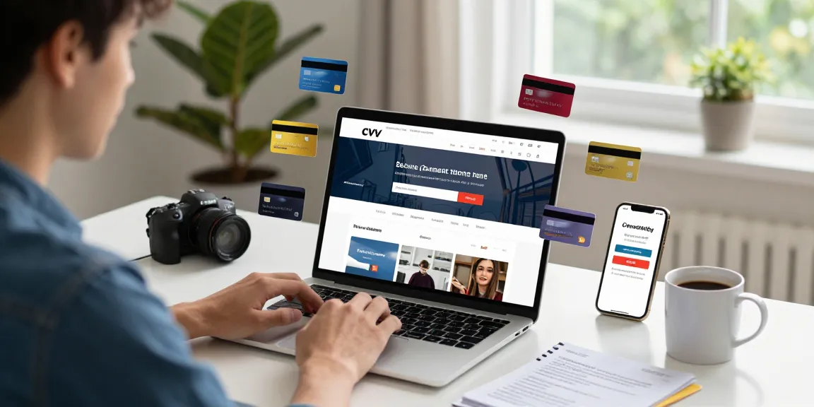 Online shopping experience at a cvv store highlighting secure purchases and vibrant ambiance.