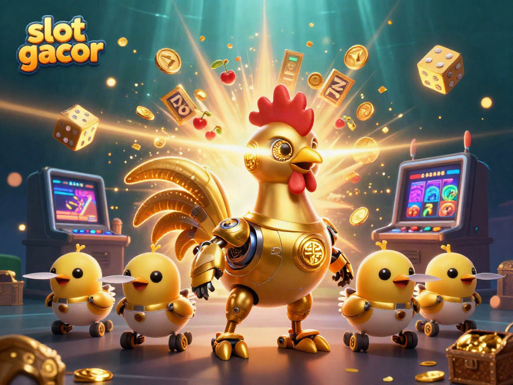 Experience the thrills of slot gacor with our exciting 3D golden rooster showcasing vibrant casino elements.