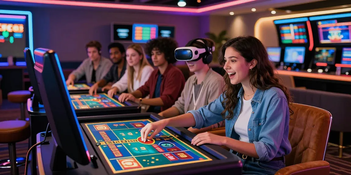 Experience the thrill of SANTETTOTO gaming with friends in a vibrant, modern casino scene.
