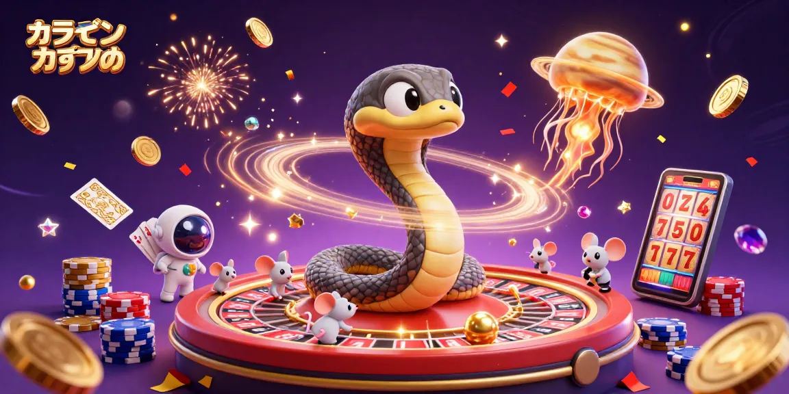 オンラインカジノ おすすめの魅力が詰まった3Dイラスト、宇宙のカジノシーンを描写。
