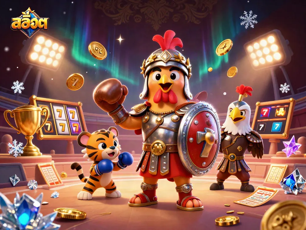 สล็อตและสัญลักษณ์เกมสนุกสนานในภาพการ์ตูน 3D ที่น่าตื่นเต้น